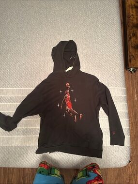 Jordan Black Hoodie with Red Pixel Jumpman